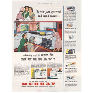 Vintage Original Murray Appliances Magazine Advertisement 1952 Mid Century